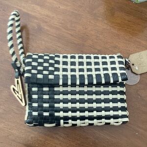 Maria Victoria Black and Cream Woven Clutch